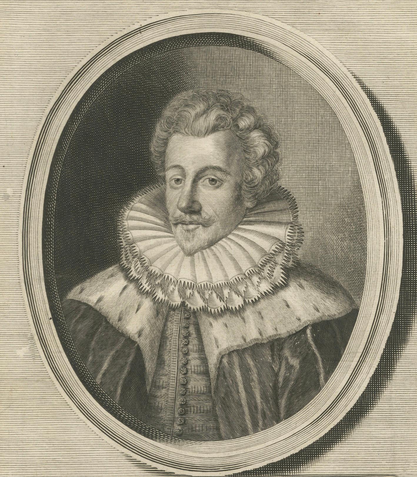 Portrait ancien de François de Valois - Duc d'Anjou et de Brabant, 17e siècle Bon état - En vente à Langweer, NL