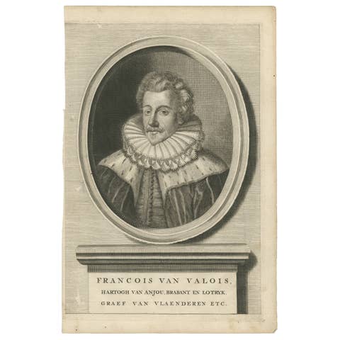 Antique Portrait François de Valois – Duke of Anjou and Brabant, 17th Century