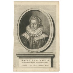 Portrait ancien de François de Valois - Duc d'Anjou et de Brabant, 17e siècle