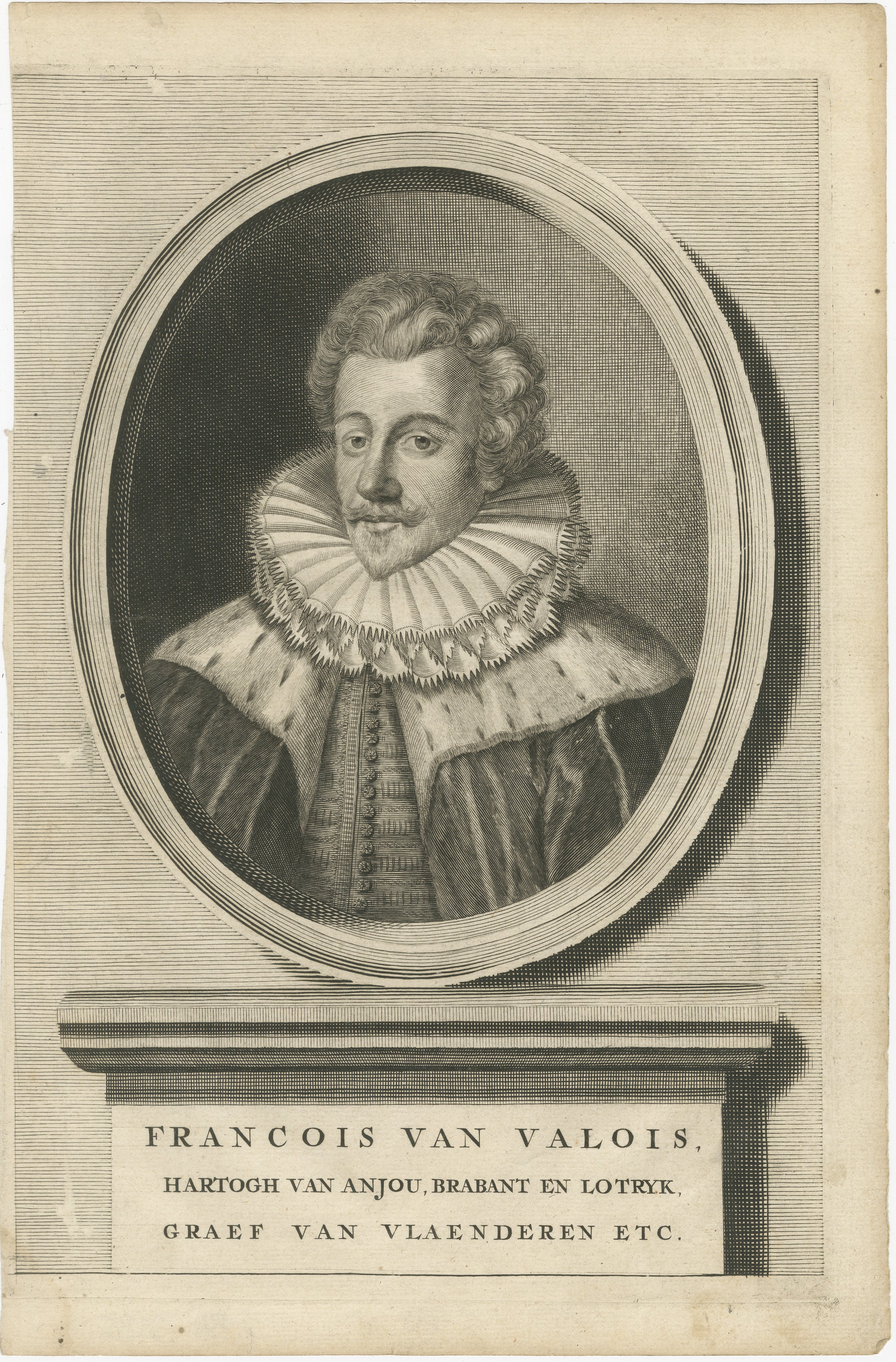 Portrait ancien de François de Valois - Duc d'Anjou et de Brabant, 17e siècle en vente