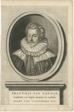 Portrait ancien de François de Valois - Duc d'Anjou et de Brabant, 17e siècle