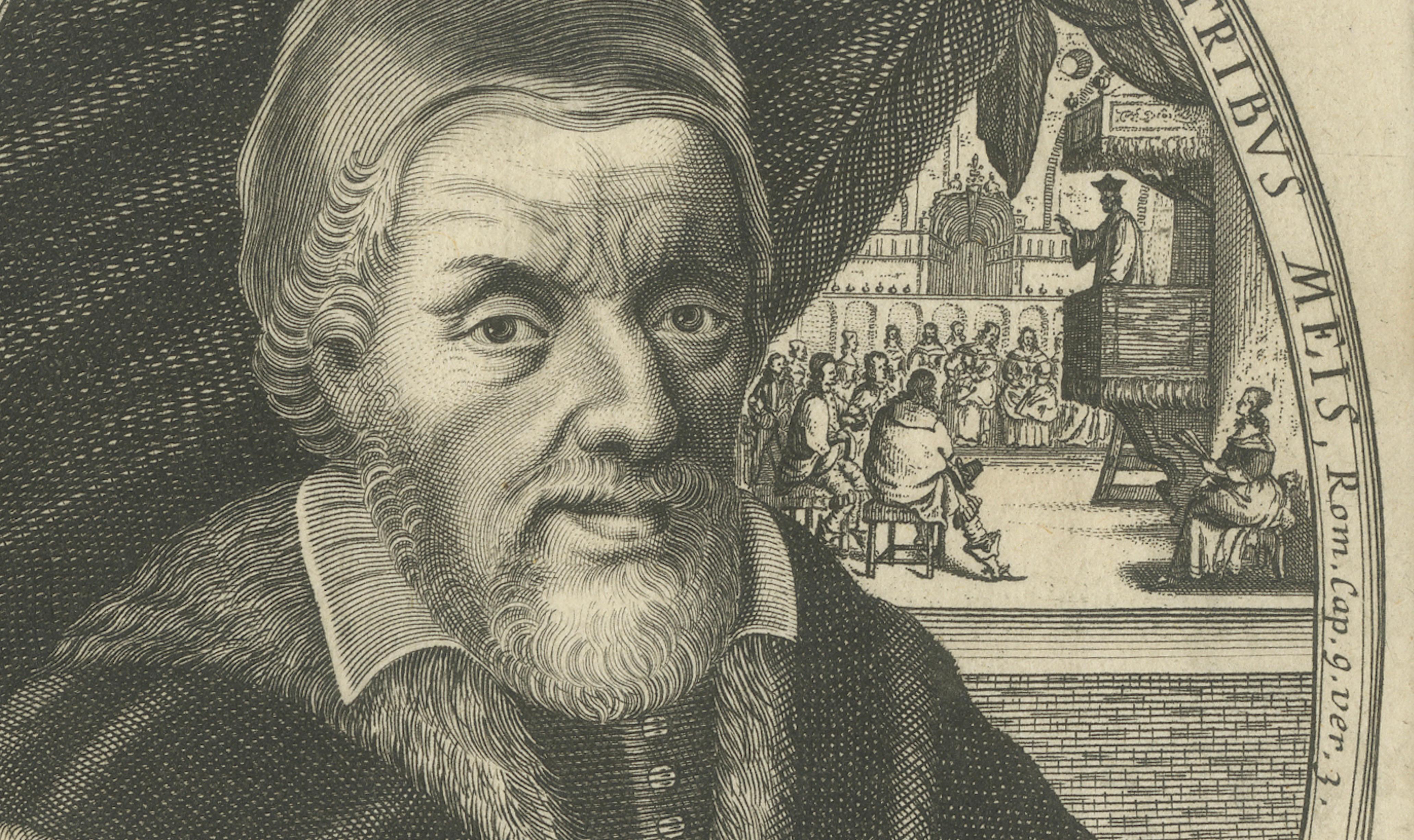 Antique Portrait François Véron 1648, Jesuit Theologian Engraving