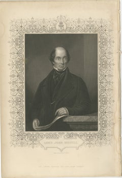 Antique Portrait Lord John Russell – British Prime Minister Engraving c.1850