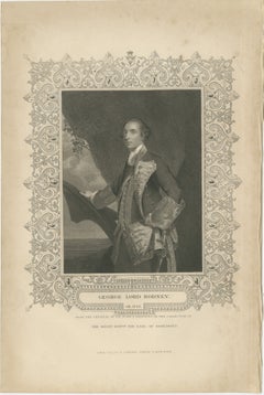 Antique Portrait Lord Rodney – British Naval Hero Engraving c.1850