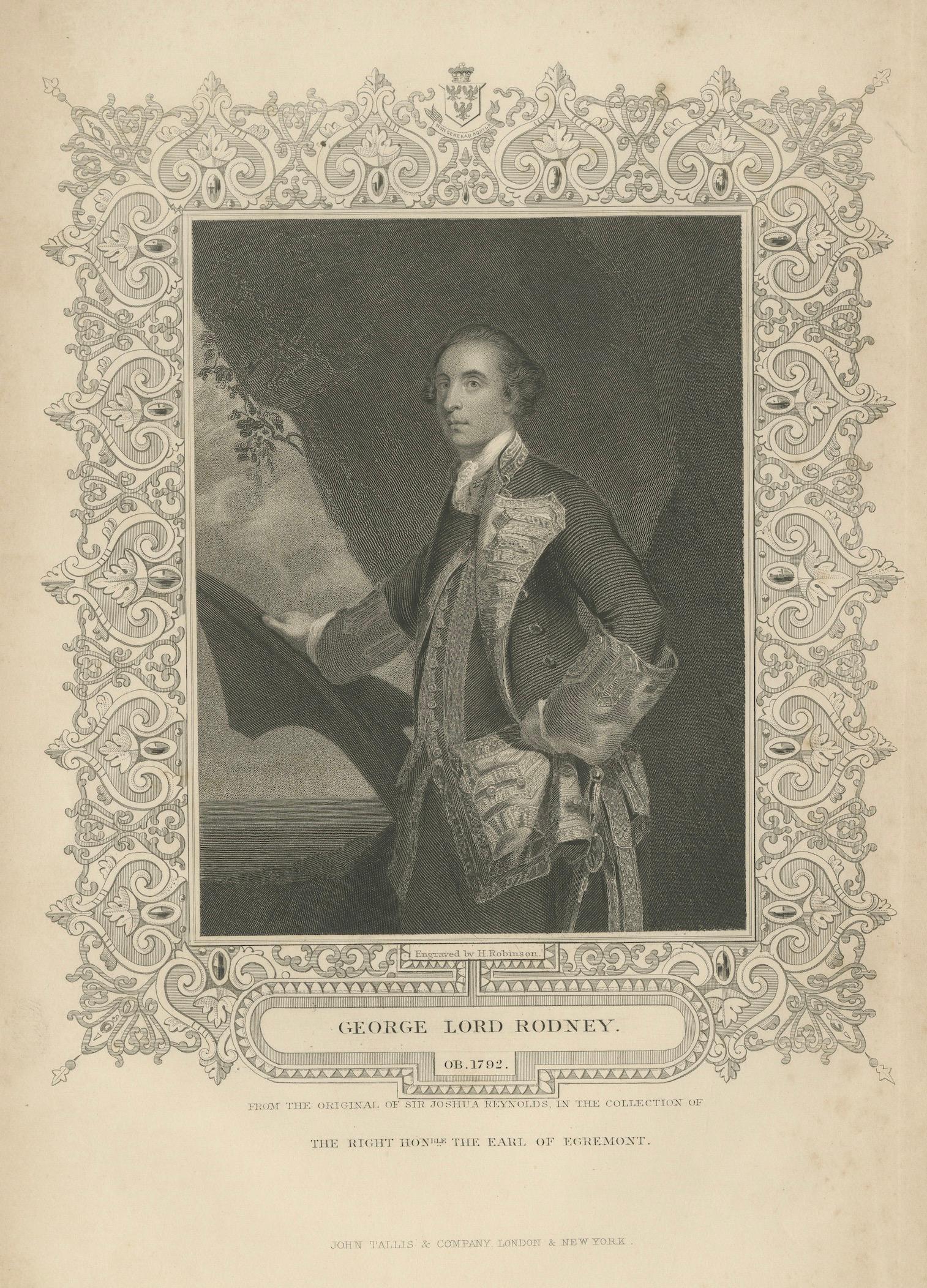 Antique Portrait Lord Rodney – British Naval Hero Engraving c.1850