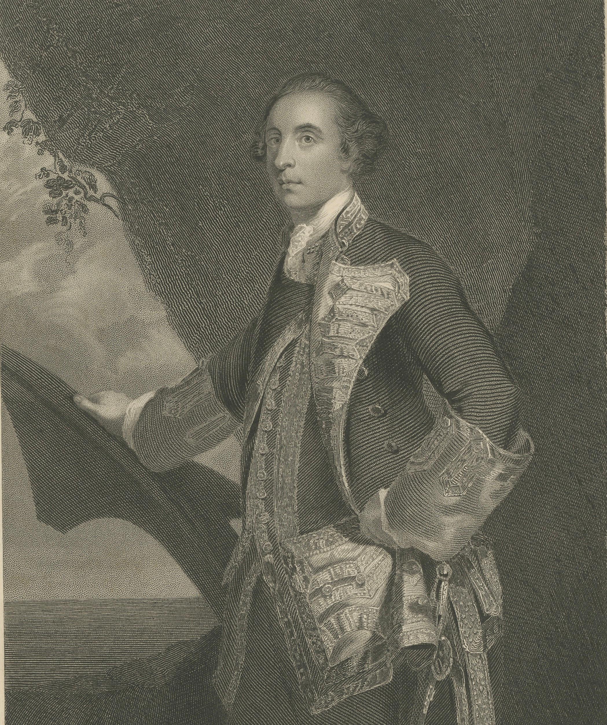 Antique Portrait Lord Rodney – British Naval Hero Engraving c.1850