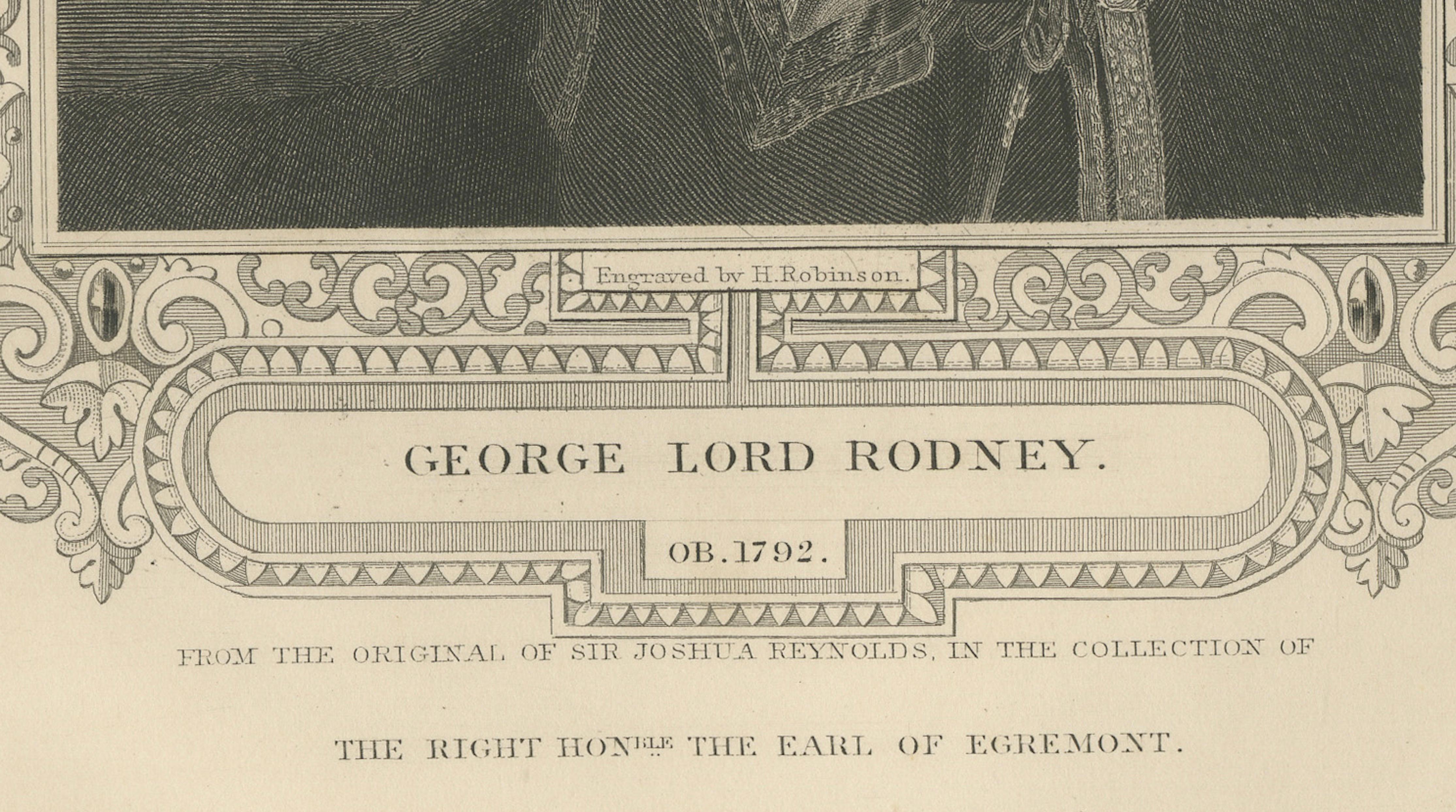 Antique Portrait Lord Rodney – British Naval Hero Engraving c.1850