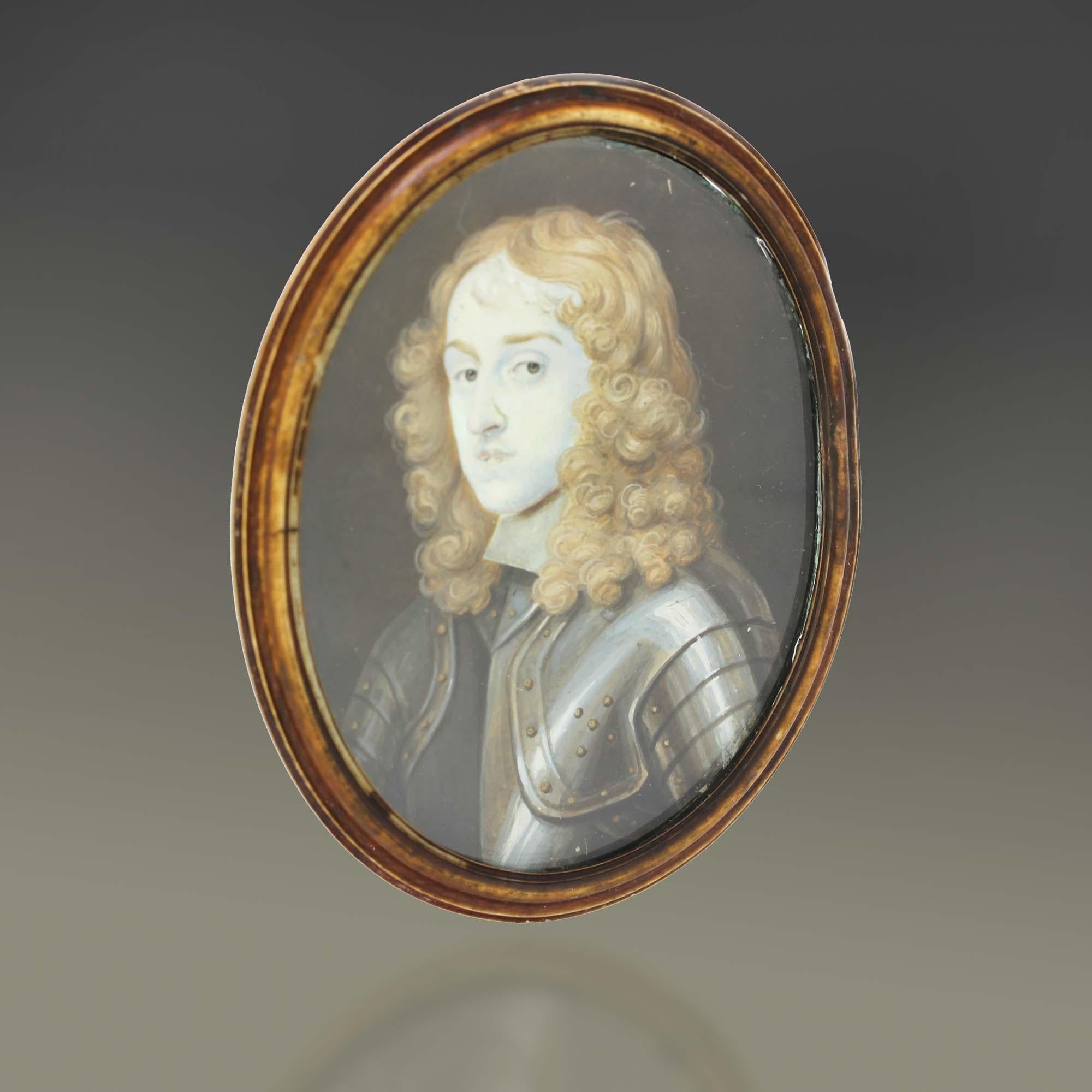 Antike Porträt-Miniatur von Thomas Osborne, 1. Duke of Leeds (Britisch) im Angebot