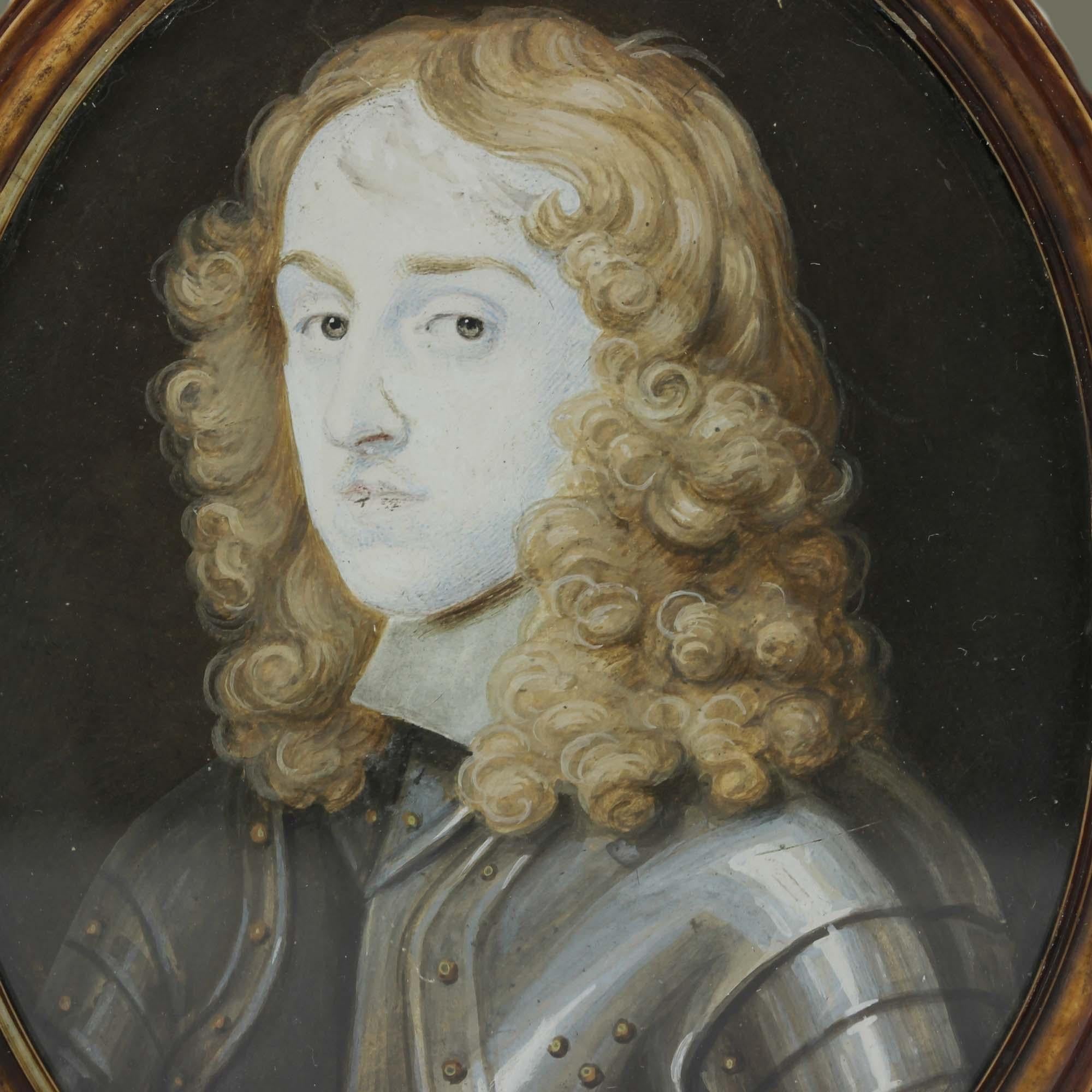 Antike Porträt-Miniatur von Thomas Osborne, 1. Duke of Leeds im Angebot 1