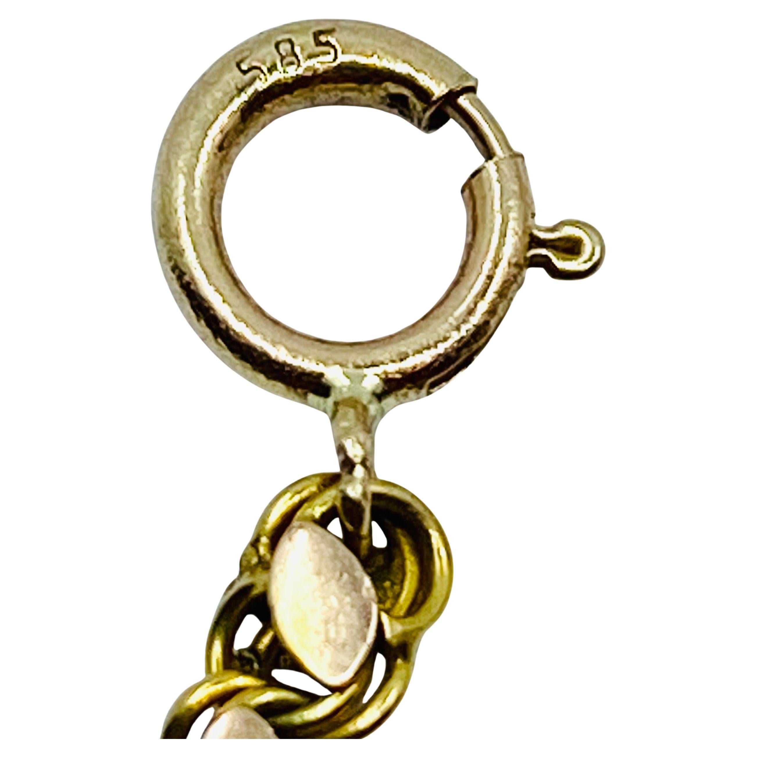 Colgante retrato antiguo en miniatura y collar de cadena de oro de 14k 6