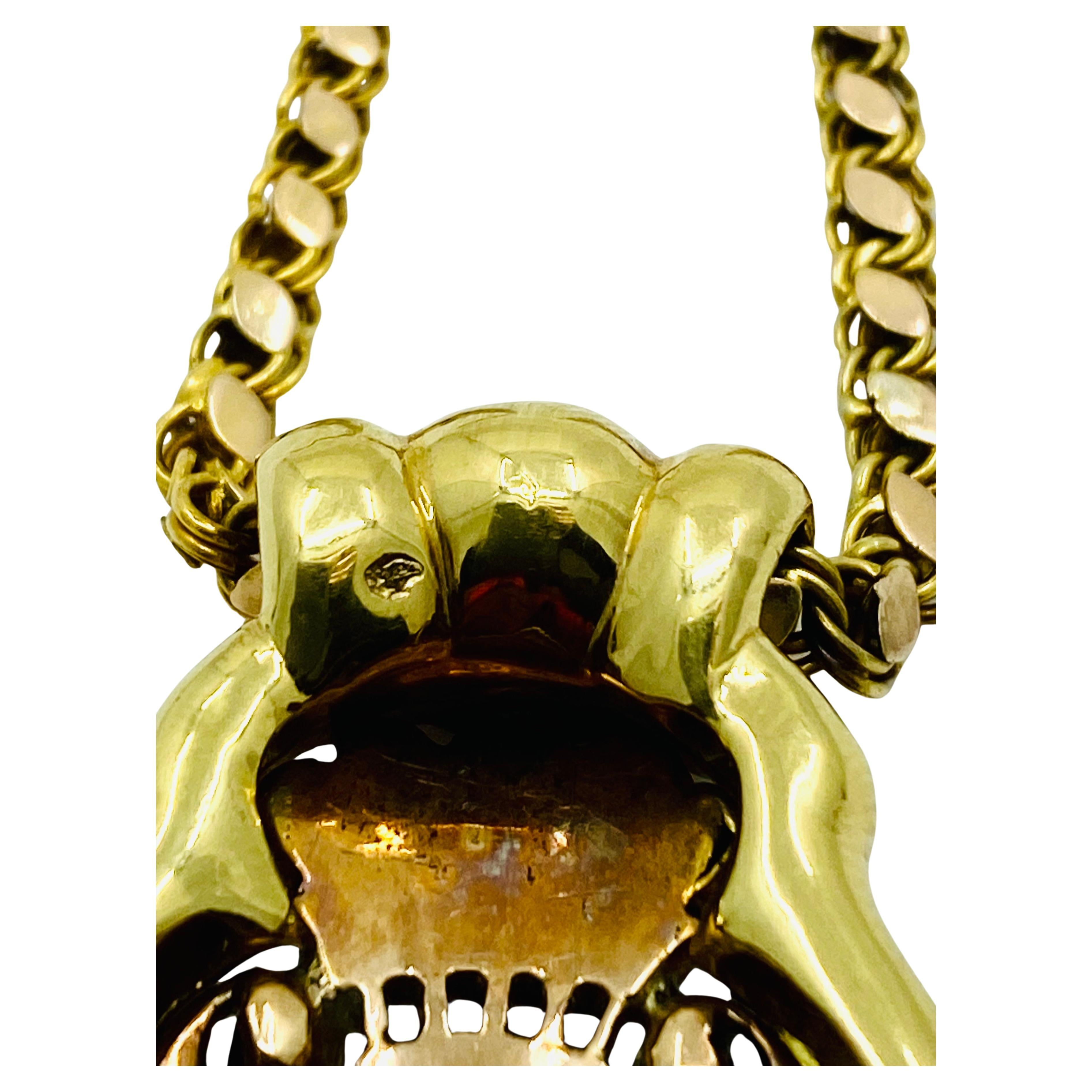Colgante retrato antiguo en miniatura y collar de cadena de oro de 14k 3