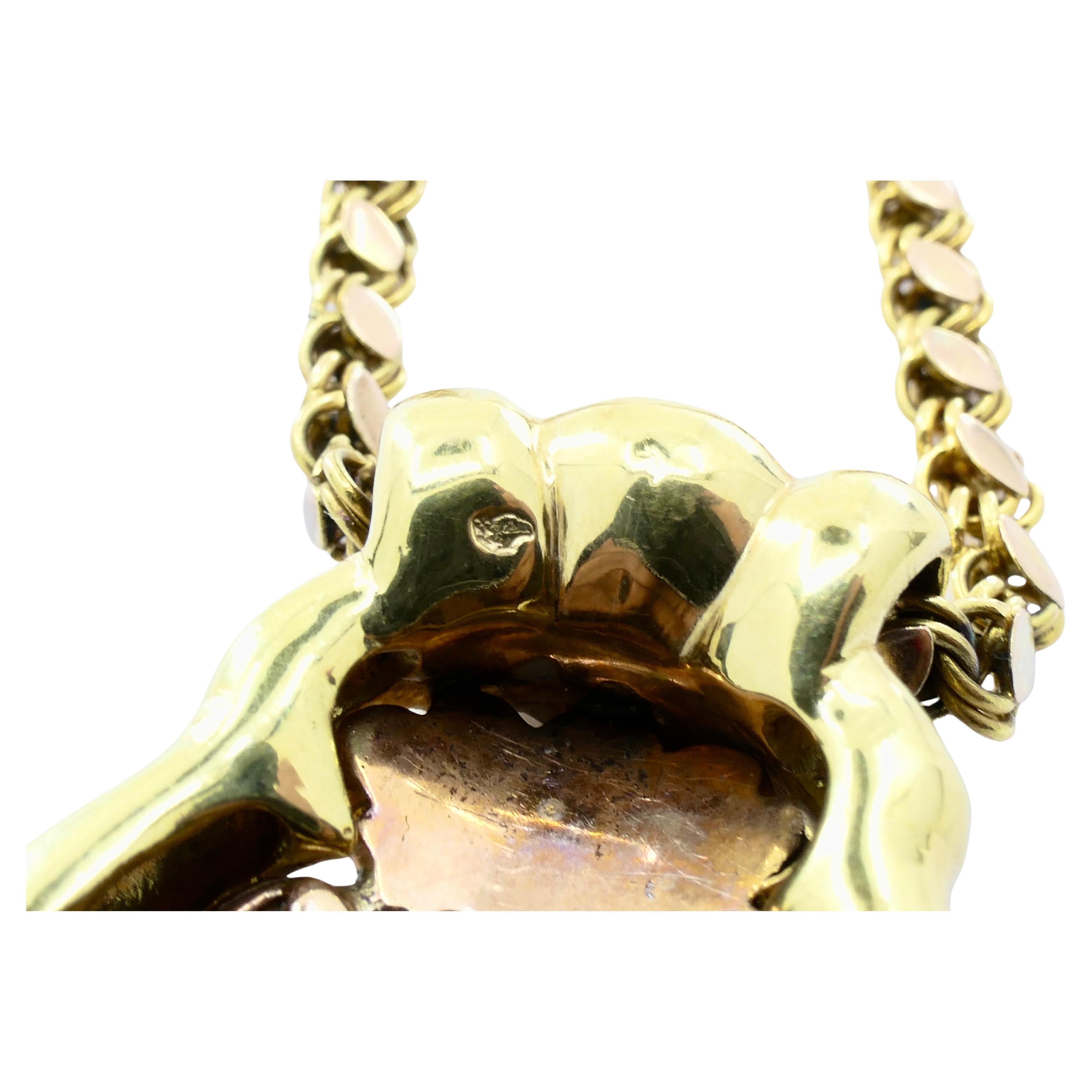 Colgante retrato antiguo en miniatura y collar de cadena de oro de 14k 5