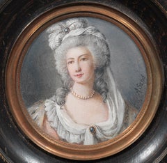 Antique Portrait Miniatures of Fashionable Lady