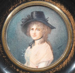 Antique Portrait Miniatures of Fashionable Lady