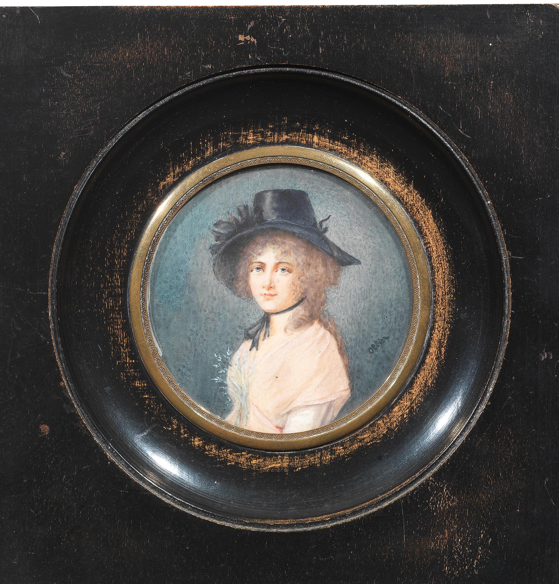 Antike Porträt-Miniaturen einer modischen Dame (Viktorianisch) im Angebot