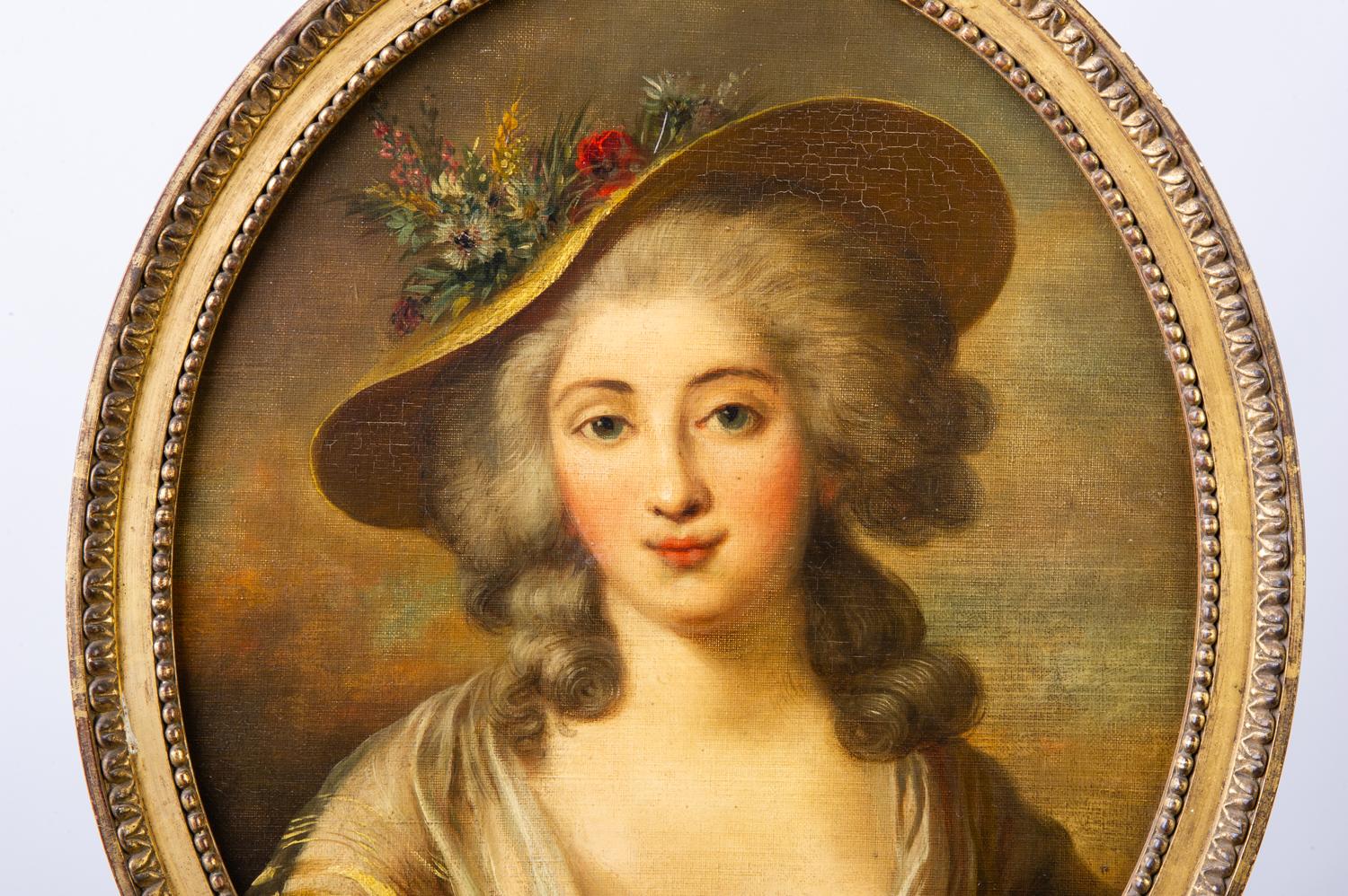 painting of a smiling maiden