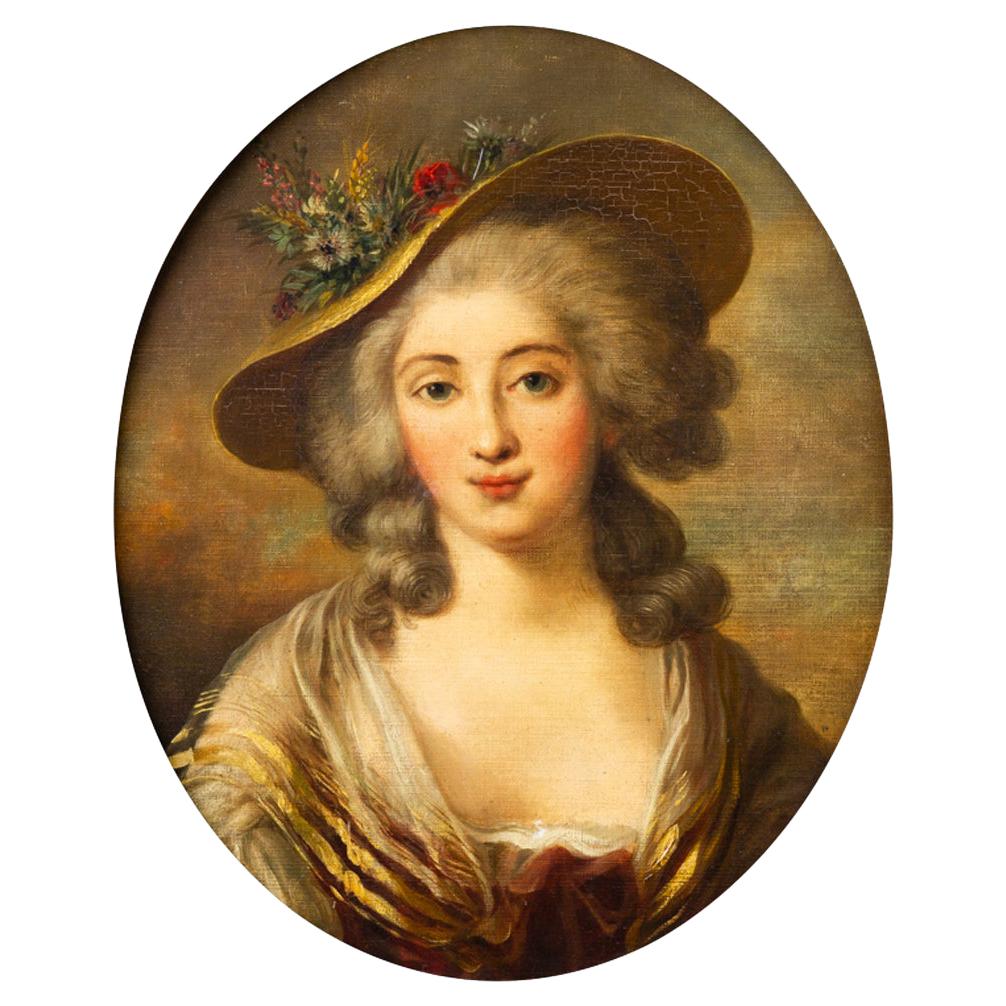 Antique Portrait of a Famous Maiden For Sale