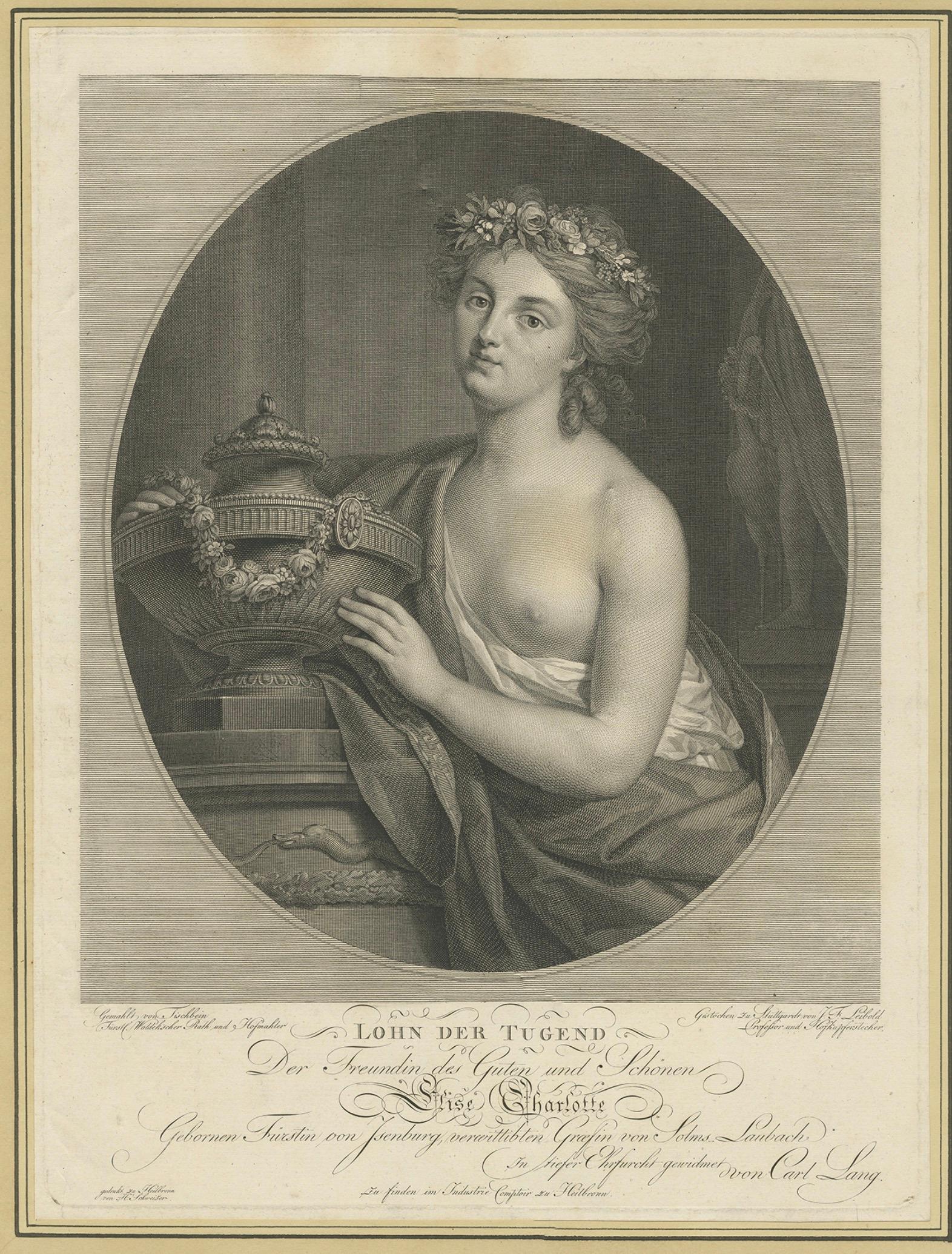 Gravé Portrait ancien d'un ami d'Elisabeth zu Solms-Laubach par Leibold, vers 1790 en vente