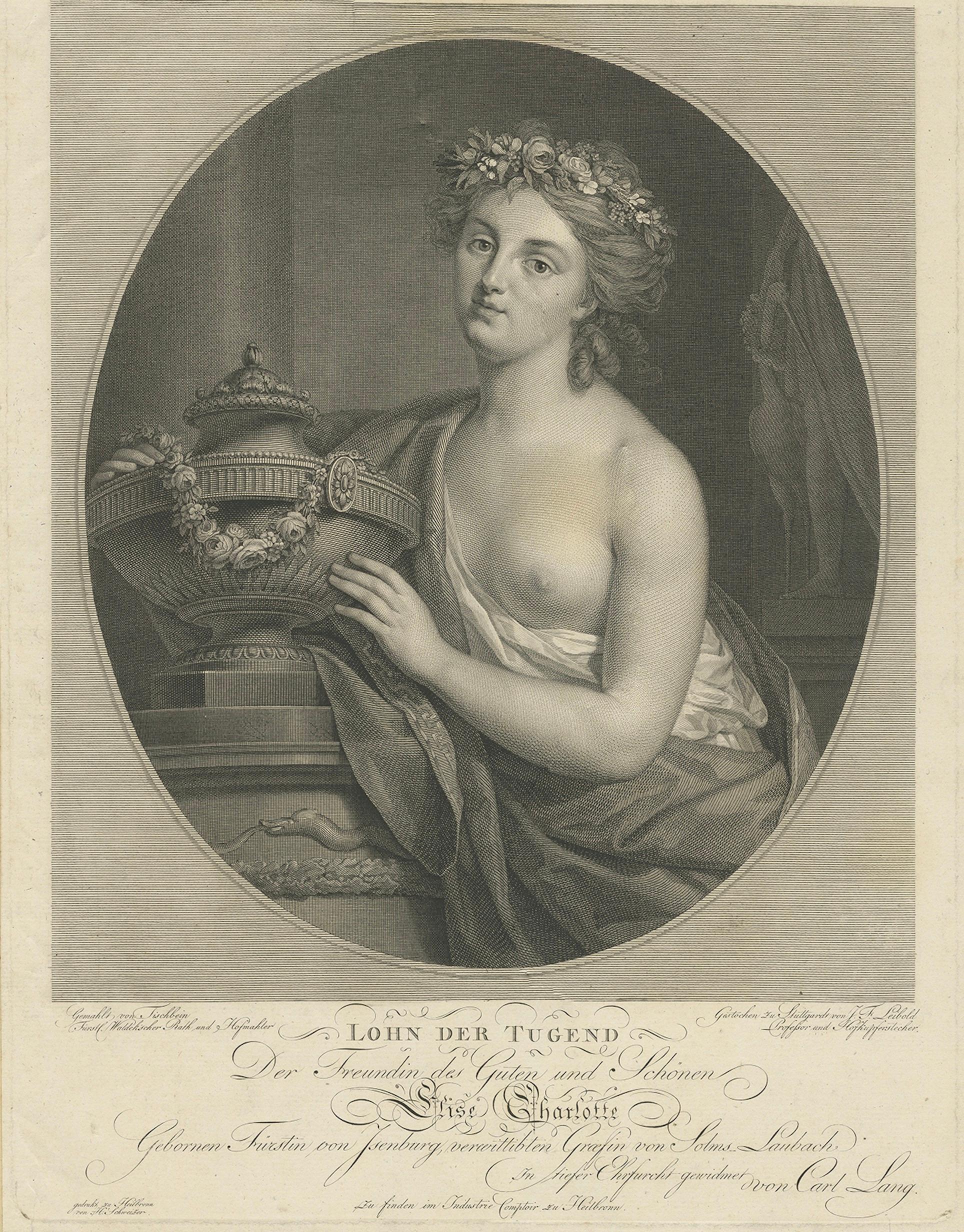 Portrait ancien d'un ami d'Elisabeth zu Solms-Laubach par Leibold, vers 1790 Bon état - En vente à Langweer, NL