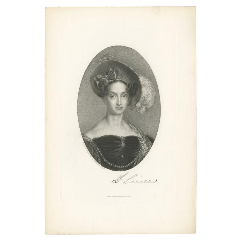 Antique Portrait of a Gracious Lady with a Beautiful Headdress, 1890 For Sale