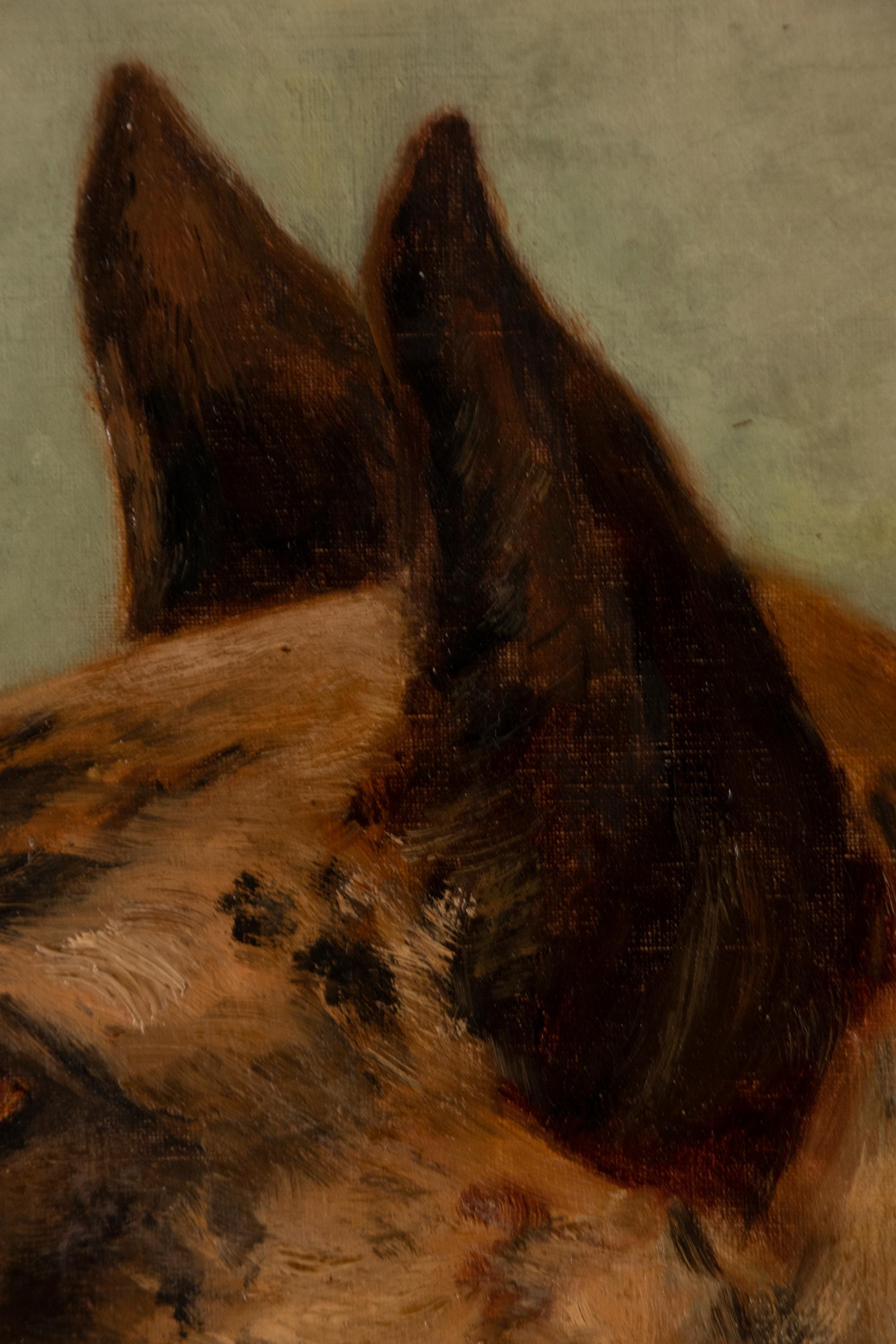 Portrait ancien d'un dogue allemand par Zélia Maria Klerx Huile sur toile en vente 1