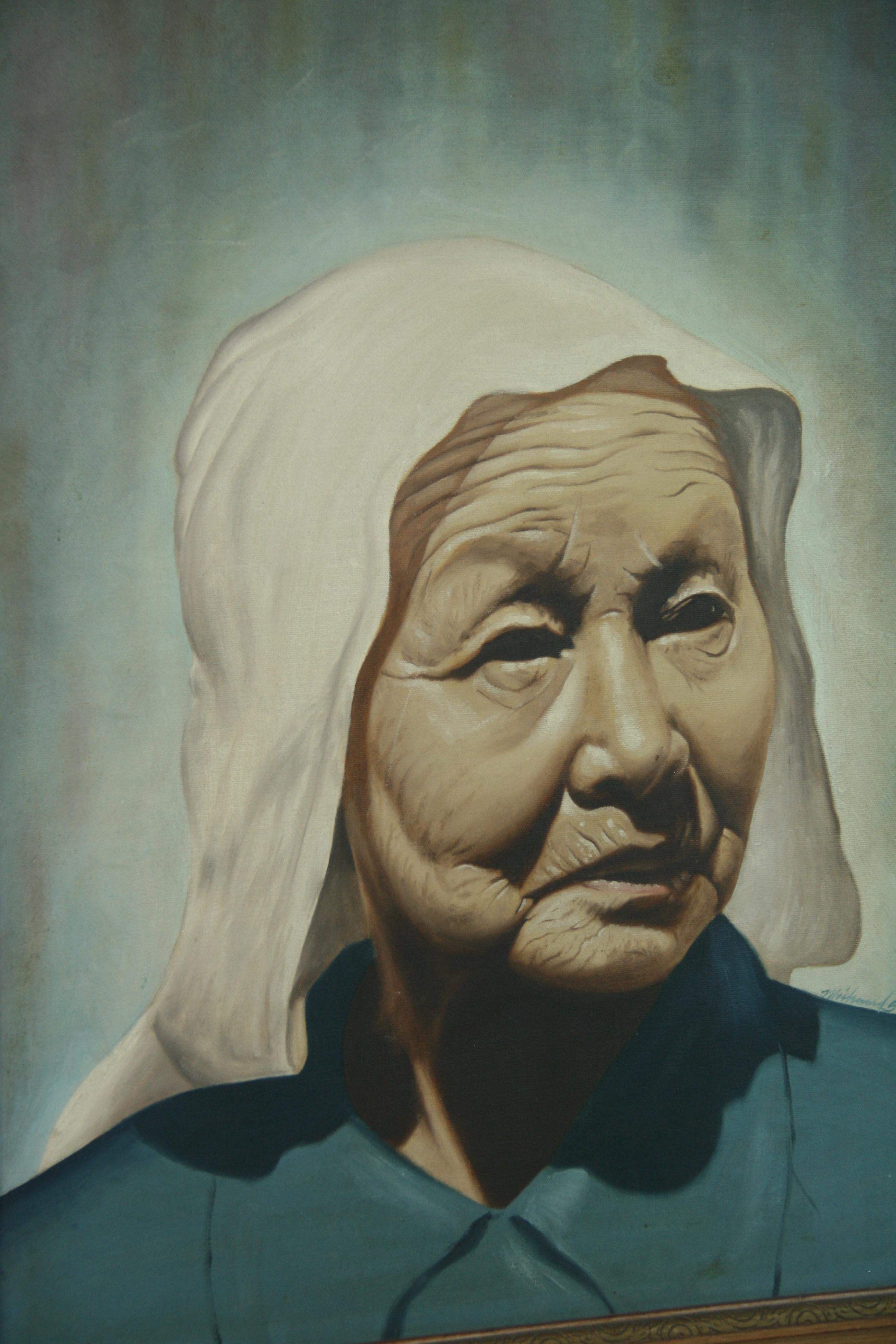 Antique Portrait Of a Japanese Peasant Worker 1940's For Sale 1