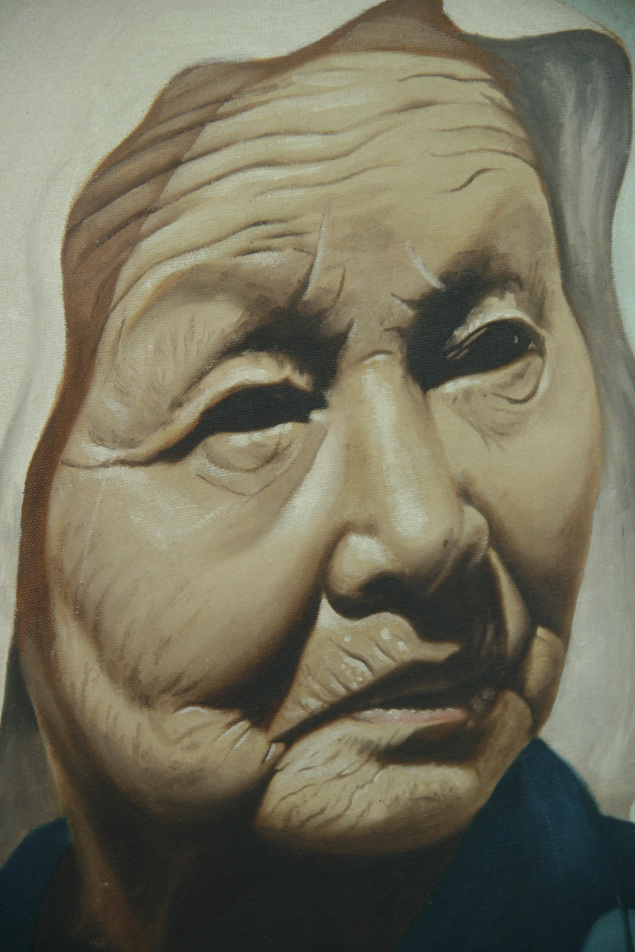 Antique Portrait Of a Japanese Peasant Worker 1940's For Sale 2