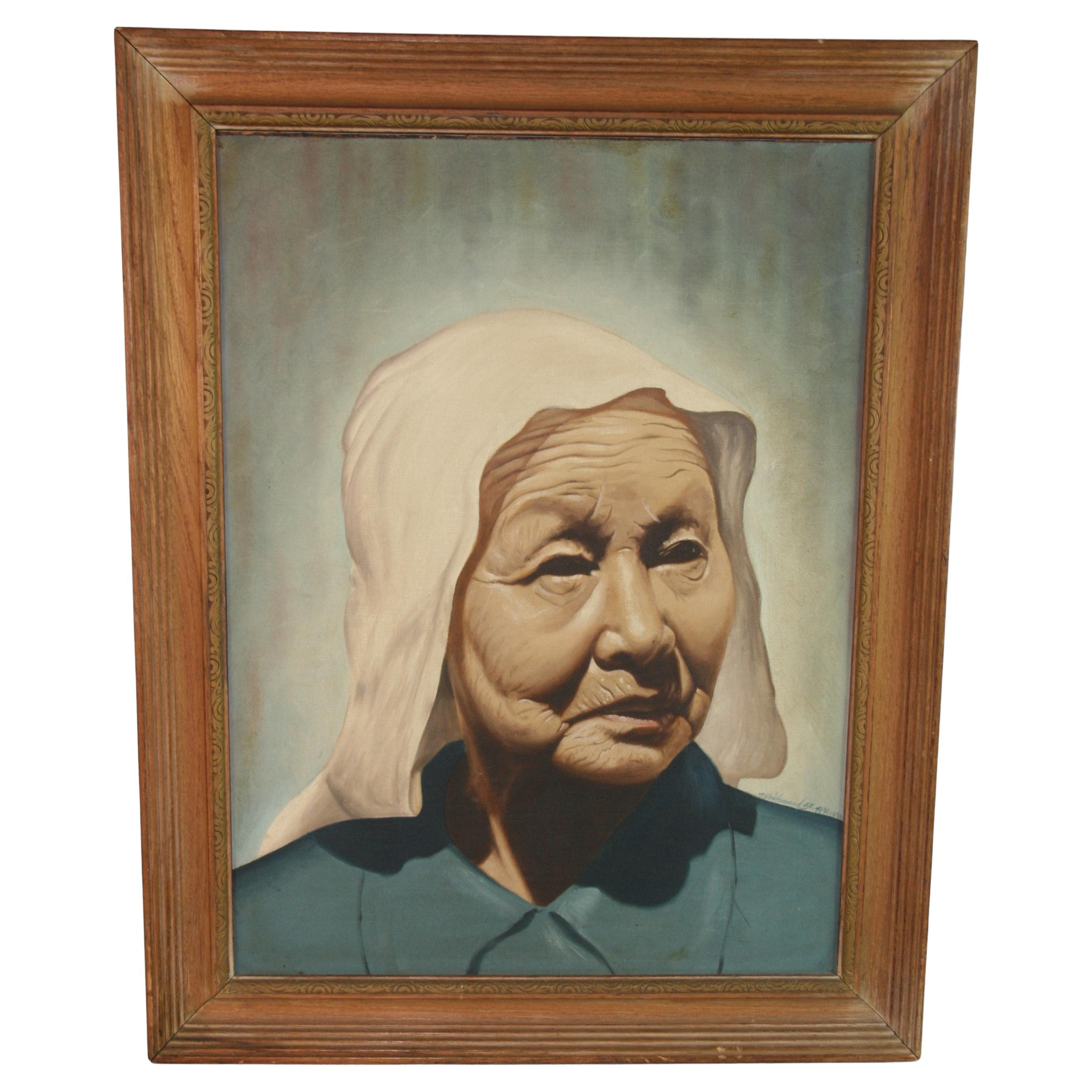Antique Portrait Of a Japanese Peasant Worker 1940's