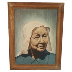 Antique Portrait Of a Japanese Peasant Worker 1940's
