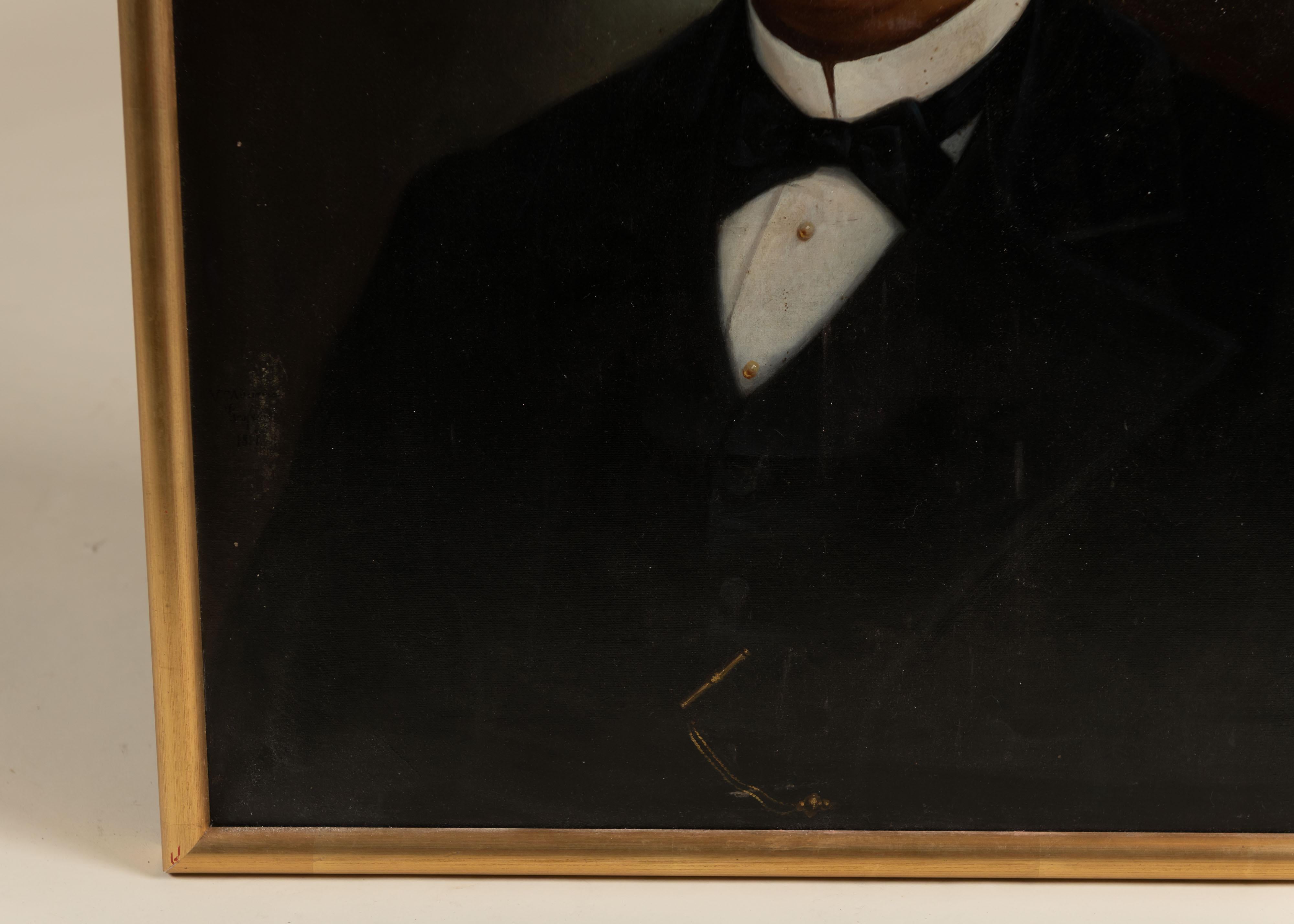 Doré Portrait ancien d'un homme assis, huile sur toile, encadré, États-Unis, milieu du XIXe siècle en vente