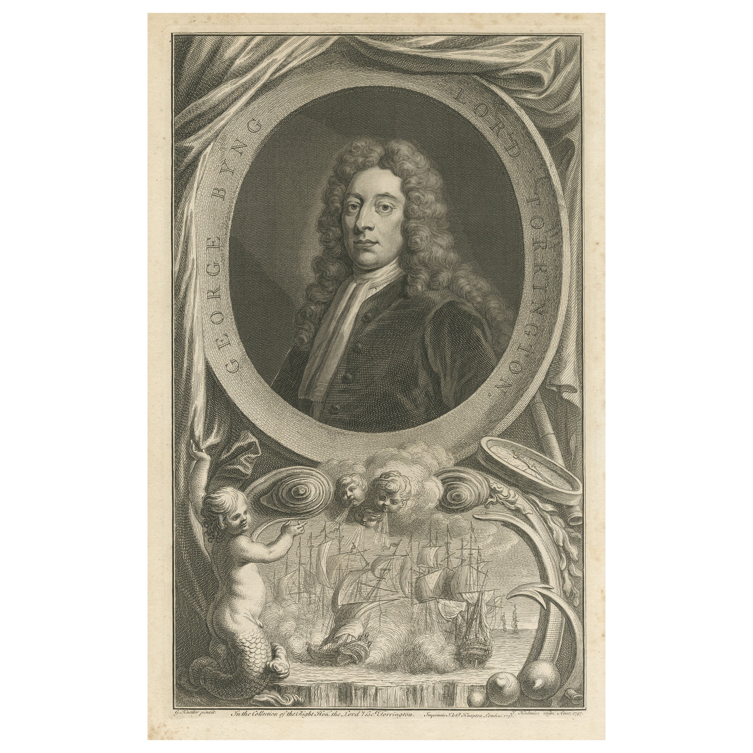 Portrait ancien d'amiral de la flotte George Byng, 1er vicomte de Torrington en vente