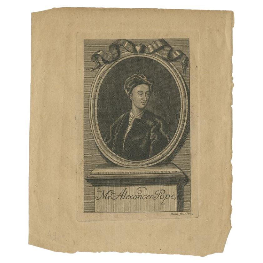 Antique Portrait of Alexander Pope, an English Poet, 1743