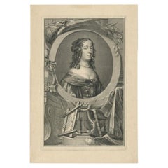 Antique Portrait of Amalia, Princess of Orange, by Houbraken Proof