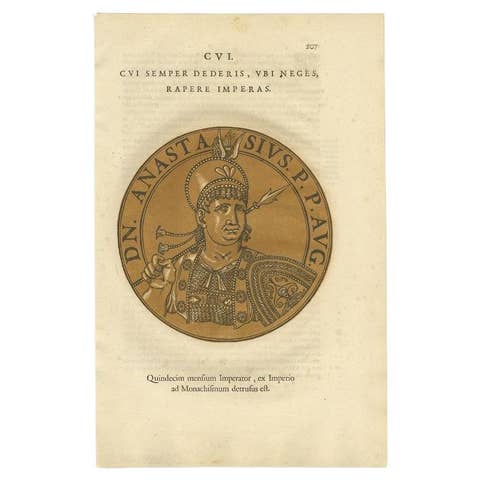 Antique Portrait of Anastasius i by Goltzius, 1645