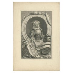 Antique Portrait of Anna of Saxony, Wife of William of Orange, 1757