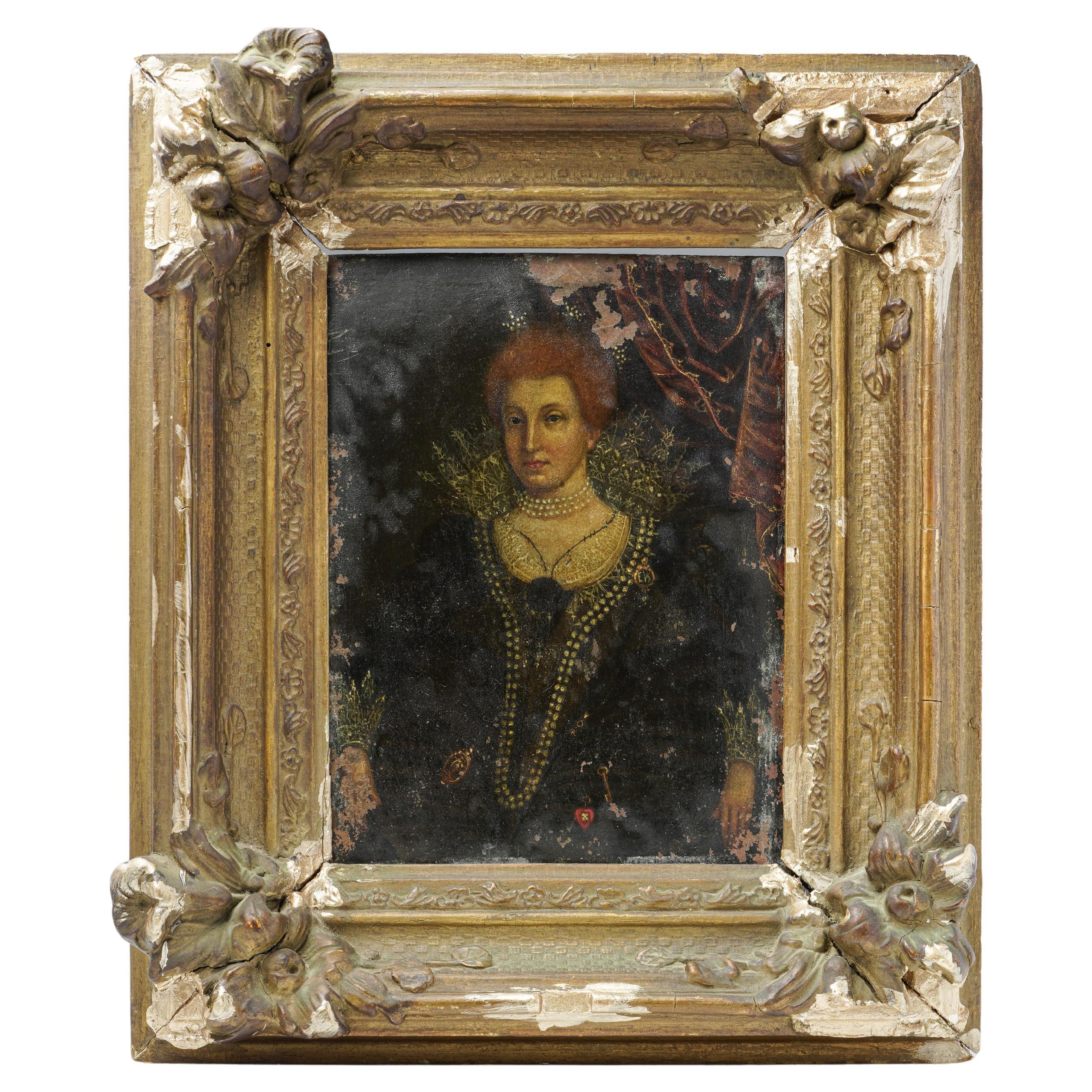 Retrato antiguo de Ana de Dinamarca, atribuido a un seguidor de Paul van Somer