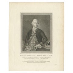 Portrait ancien d'un héros de la marine néerlandaise Bentinck, par Vinkeles