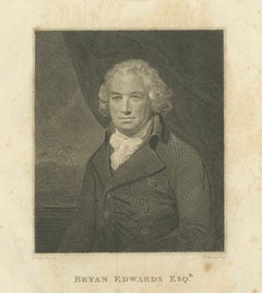 Antique Portrait of Bryan Edwards with Title Leaf, British West Indies, 1818