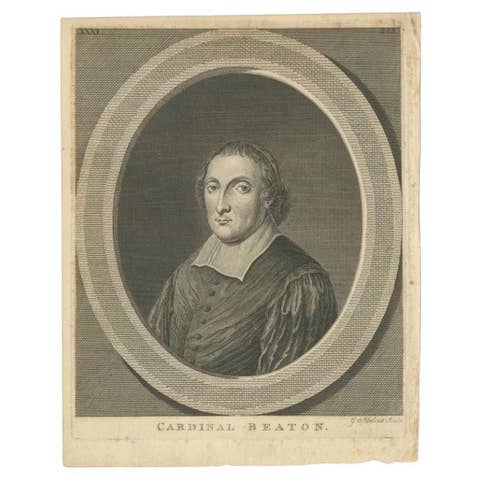 Antique Portrait of Cardinal Beaton by Sibelius, c.1780