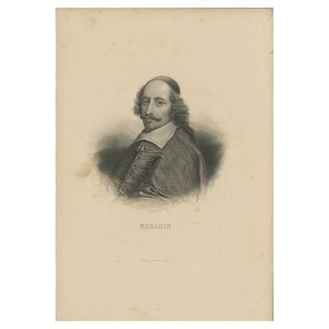 Antique Portrait of Cardinal Jules Mazarin, c.1830