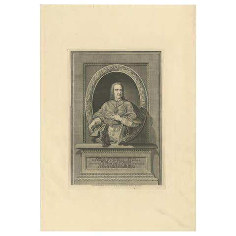 Antique Portrait of Cardinal Troiano Acquaviva d'Aragona by Von Prenner '1748'