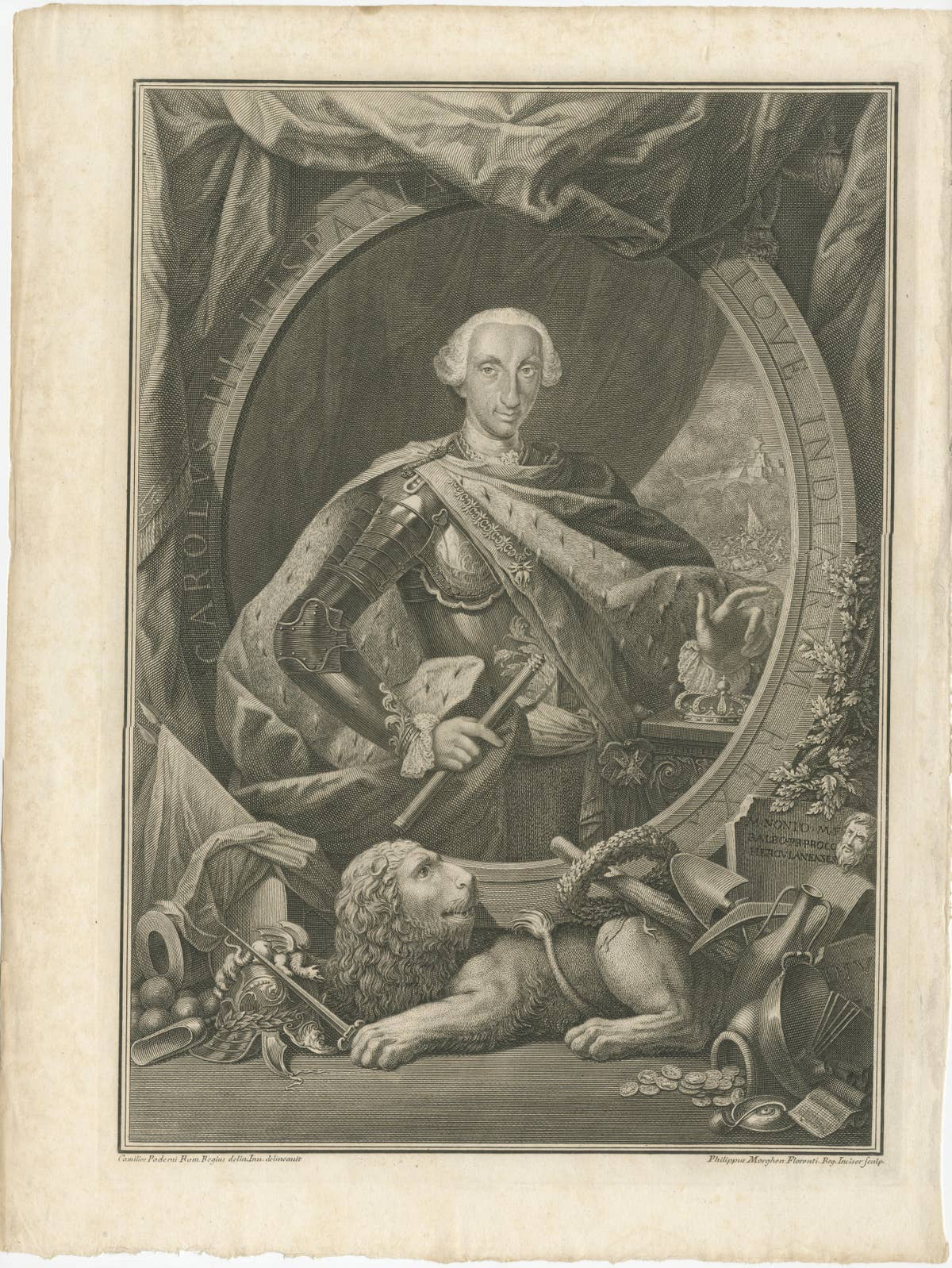 Carolus III Hispania Antique Print, Late 18th Century, Engraved Paper