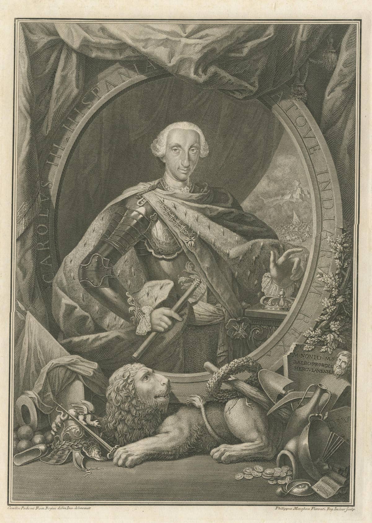 Carolus III Hispania Antique Print, Late 18th Century, Engraved Paper