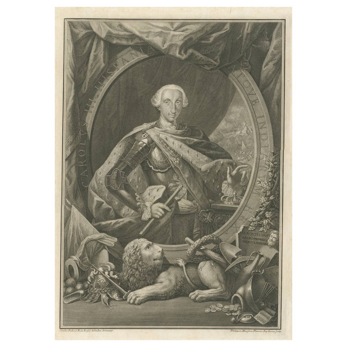 Carolus III Hispania Antique Print, Late 18th Century, Engraved Paper