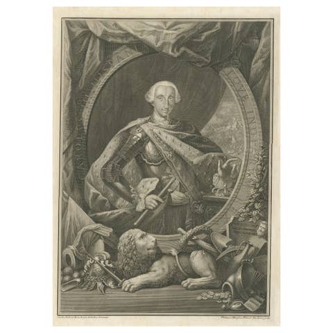Carolus III Hispania Antique Print, Late 18th Century, Engraved Paper