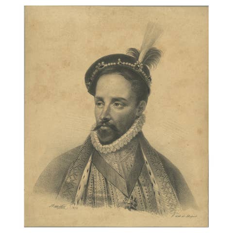 Antique Portrait of Charles IX of France by Delpech, c.1830
