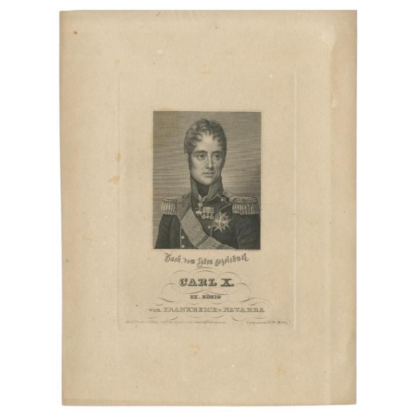 Antikes Porträt von Karl X., um 1840