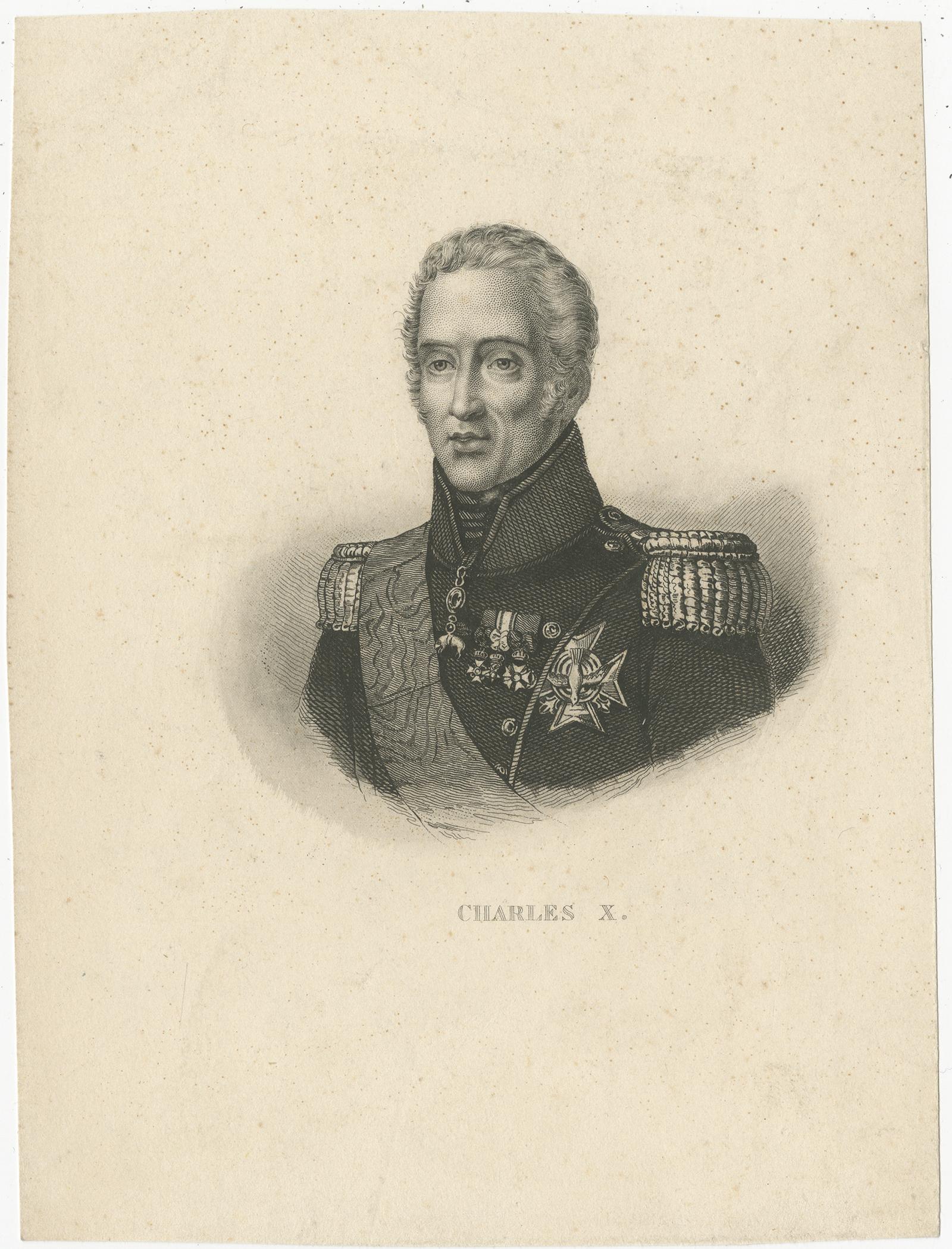 19th Century Antique Portrait of Charles X, King of France, c.1860 For Sale