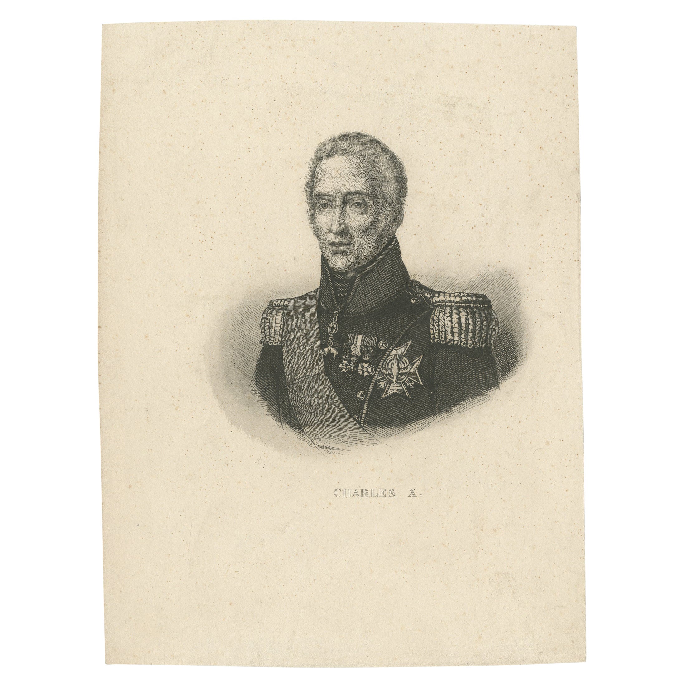 Portrait ancien de Charles X, roi de France, vers 1860