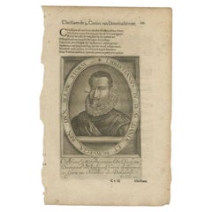 Antique Portrait of Christian IV, King of Denmark, by Janszoon, 1615